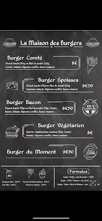 Menu / carte de foodtruck - La maison des burgers à Semur-en-Auxois