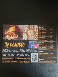Menu du Le Vesuvio Pizza au Feu de Bois à Toulouse