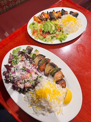 Salmon kabab and Chicken Kabab with salad and basmati rice 