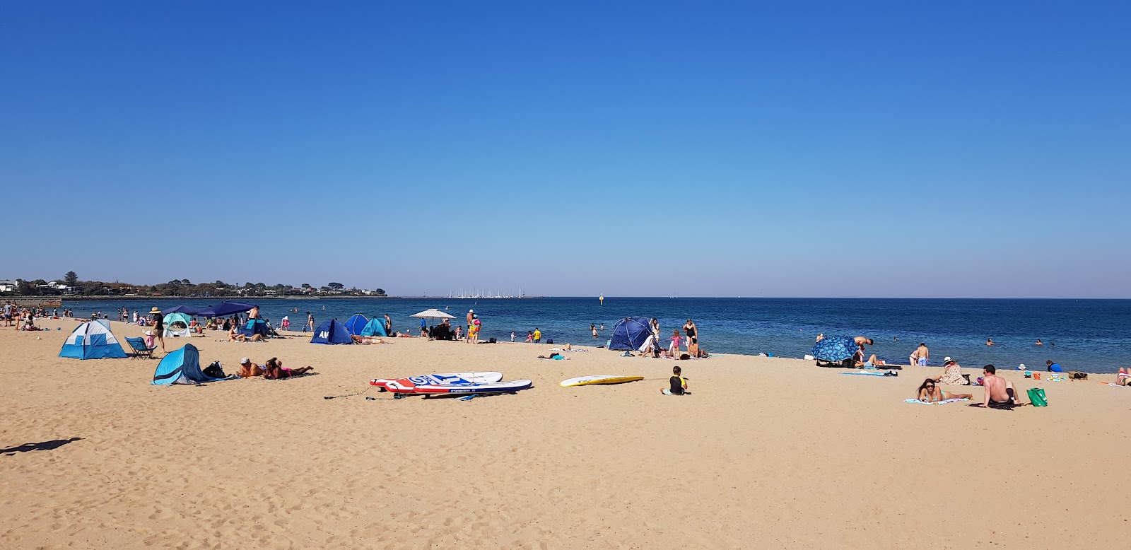 Foto van Elwood Beach met helder zand oppervlakte