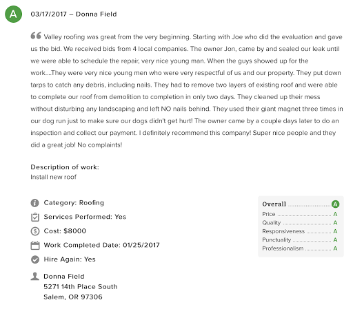 Roofing Contractor «Valley Roofing», reviews and photos, 5340 Caplinger Rd SE, Salem, OR 97317, USA