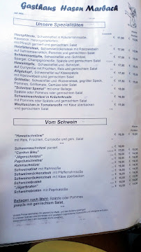 Menu du Gaststätte Hasen à Herbertingen