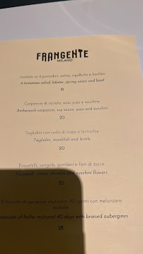 Menu du Frangente à Milan