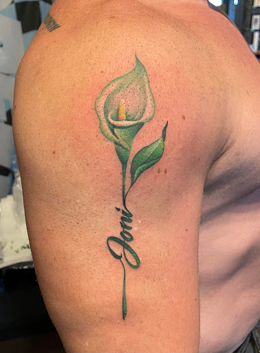 Explore pinterest flower tattoo ideas, creative tattoo ideas in Peoria, available at Mad Tatter Kustoms