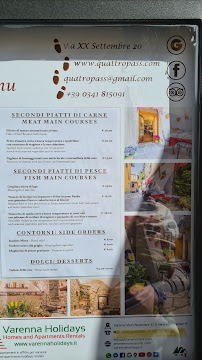 Restaurant de spécialités d'Italie du Nord Osteria Quatro Pass à Varenna (le menu)