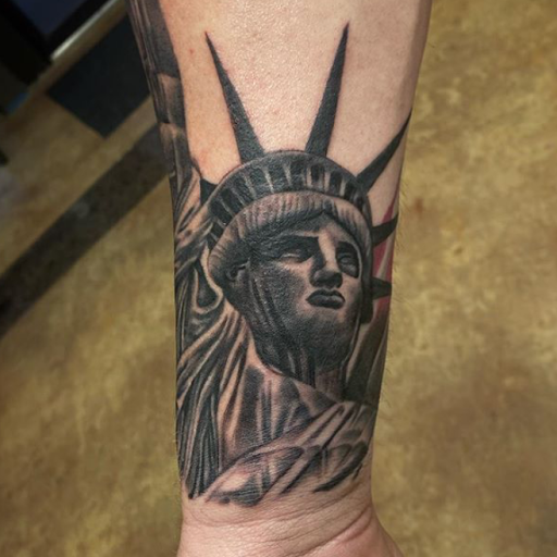 Explore mountain sleeve tattoo ideas, creative tattoo ideas in Oklahoma City, available at Oklahoma Tattoo Collective