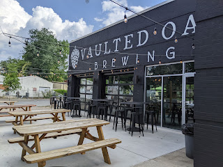 Brewing tanks in a taproom