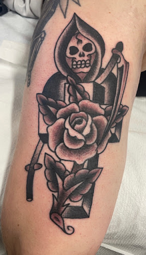 Explore gothic tattoo ideas for men, creative tattoo ideas in Harrisonburg, available at Alley Cat Tattoo