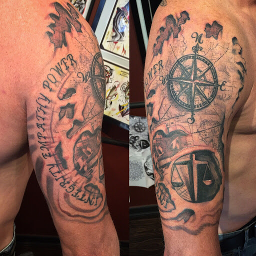 Explore upper arm tattoo ideas for females, creative tattoo ideas in Huntsville, available at Blacktide Tattoo Co.