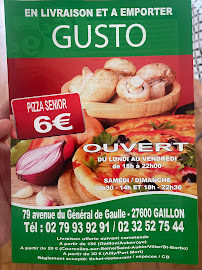 Menu / carte de Gusto Pizza Gaillon (Fermé durant le mois d'Aout pour travaux) à Gaillon