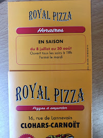 Restaurant Royal Pizza à Clohars-Carnoët (le menu)