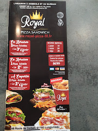 Carte du Royal Pizza & sandwich à Longjumeau