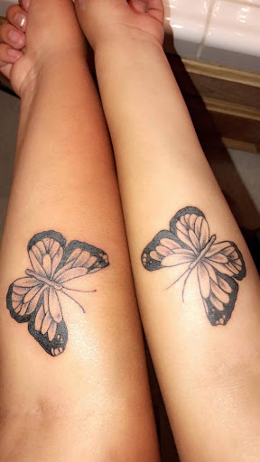 Explore butterfly arm tattoo ideas, creative tattoo ideas in Elko, available at Iron Anchor Tattoo