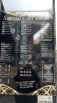 Carte du Saveurs du Liban à Le Havre