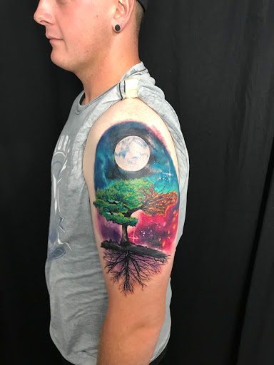 Explore kayak tattoo ideas, creative tattoo ideas in Chicago, available at Master Craft Tattoo Co.