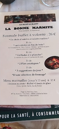 La Bonne Marmite à Saint-Paul menu