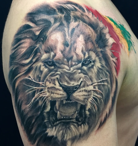 Explore street sign tattoo ideas, creative tattoo ideas in Chicago, available at Royal Flesh Tattoo and Piercing