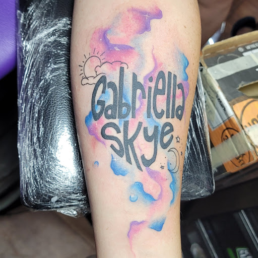 Explore sister name tattoo ideas, creative tattoo ideas in Easley, available at Peach Pit Tattoo