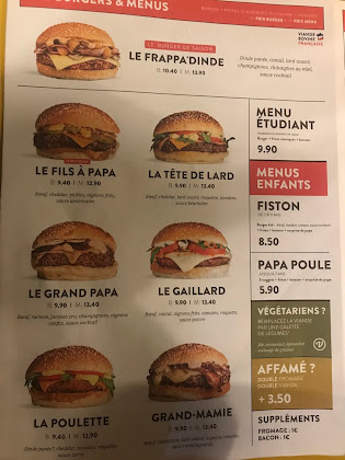 menu du Restaurant de hamburgers Les Burgers de Papa à Nantes