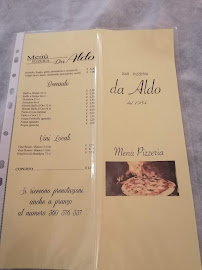 Carte du Bar pizzeria pucceria e stuzzicheria da aldo à Monteparano