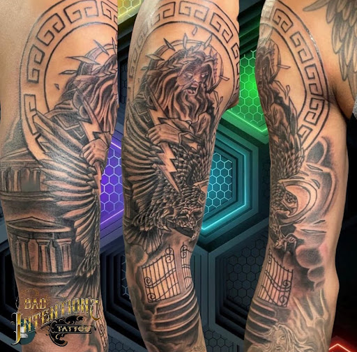 Find leg tattoo ideas for guys for your next unique tattoo in Bloomfield at Bad Intentionz Tattoo Studio