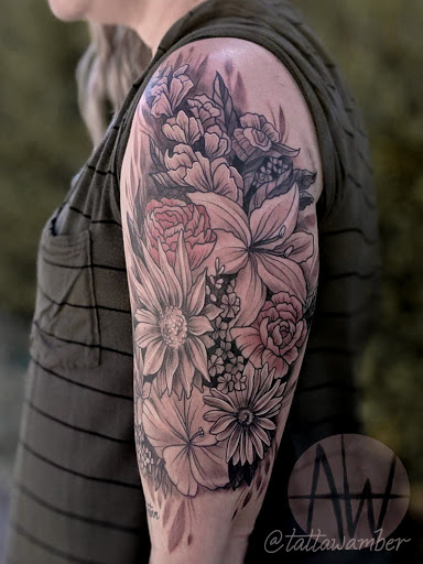 Explore female shoulder tattoo ideas, creative tattoo ideas in Three Rivers, available at Portfolio Ink, LLC