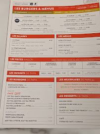 Les Burgers de Papa à Clermont-Ferrand carte