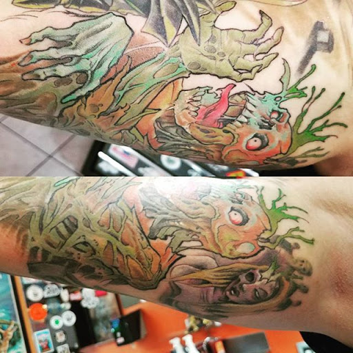 Explore tattoo cover up ideas for females, creative tattoo ideas in Englewood, available at Phantom 8 Tattoo & Piercing