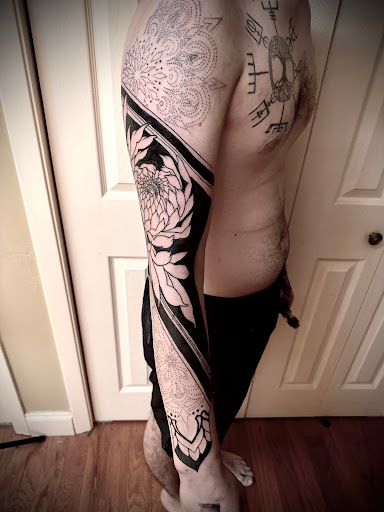 Explore half sleeve skull tattoo ideas, creative tattoo ideas in Bucoda, available at Sunset State Tattoo