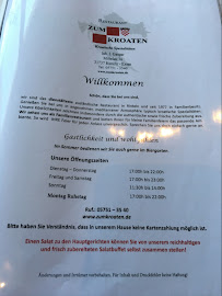 Menu du Restaurant Zum Kroaten à Rinteln
