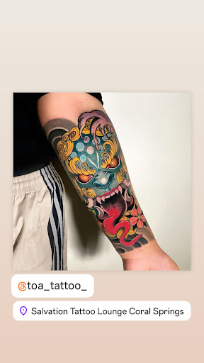 Explore female sleeve tattoos ideas, creative tattoo ideas in Coral Springs, available at Salvation Tattoo Lounge Coral Springs