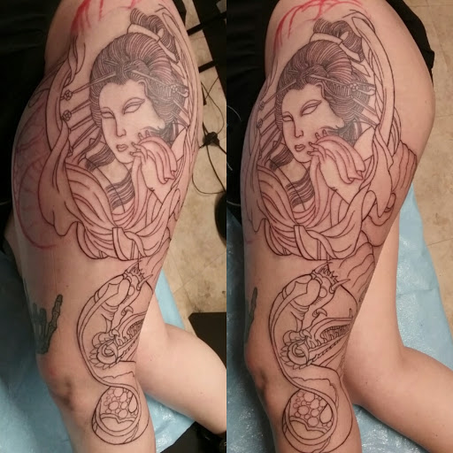 Explore lightning mcqueen tattoo ideas, creative tattoo ideas in Spartanburg, available at Lucky Dice Tattoo Shop Spartanburg