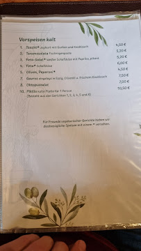 Restaurant Meteora à Berching menu