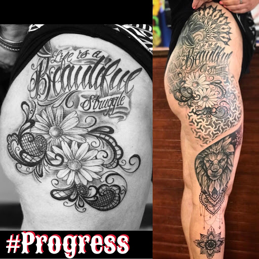 Explore tattoo ideas dog, creative tattoo ideas in Macon, available at Barefoot Ink