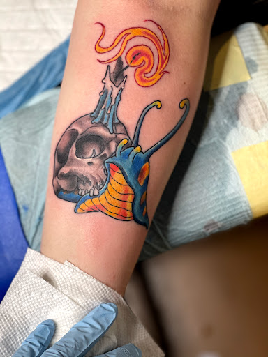 Explore train tattoo ideas, creative tattoo ideas in Goose Creek, available at Red Kirin Tattoo