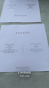 Restaurant français L'Avenue à Paris - menu / carte