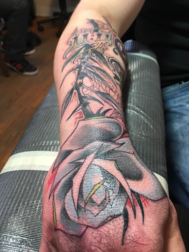 Explore ladies chest tattoo ideas, creative tattoo ideas in Milford, available at Golden Hammer Tattoo Studios