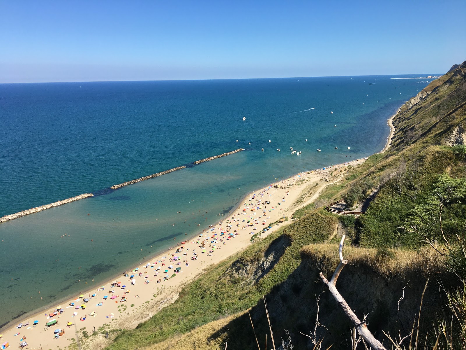 Fiorenzuola di Focara Beach的照片 带有米色沙子表面