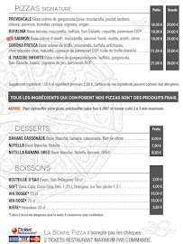 Carte du La Bonne Pizza à Maisons-Laffitte