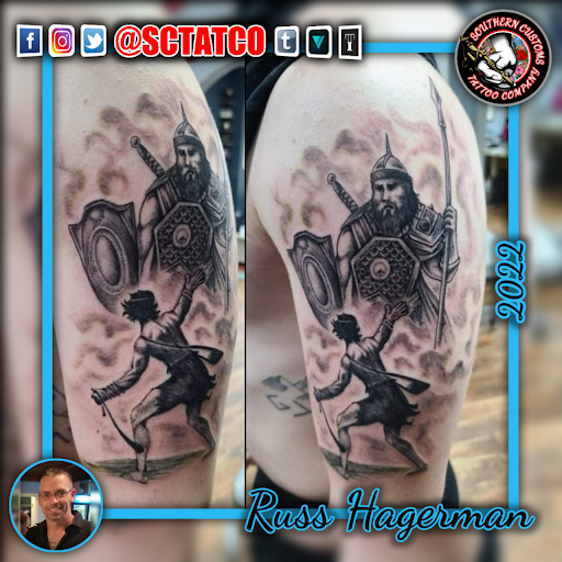Explore anniversary tattoo ideas for couples, creative tattoo ideas in Fayetteville, available at Southern Customs Tattoo Company