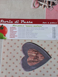 Menu / carte de Bar à Pâtes Storia di Pasta à Charleville-Mézières