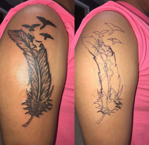 Explore back arm tattoo ideas for guys, creative tattoo ideas in Huntsville, available at Blessed Ink