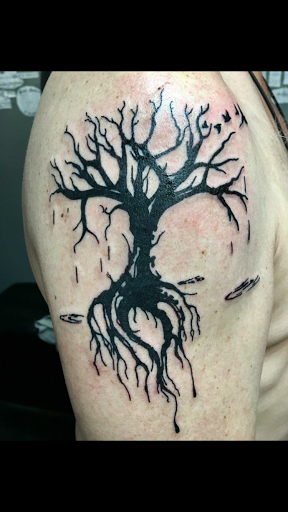 Explore front thigh tattoo ideas, creative tattoo ideas in Hot Springs National Park, available at Spa City Ink