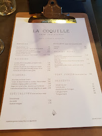 Restaurant français La Coquille à Montpellier (le menu)