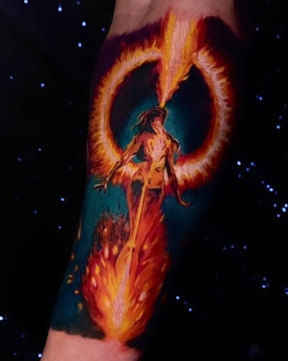 Explore ghostface tattoo ideas, creative tattoo ideas in Miami, available at Glitterpoop Studios