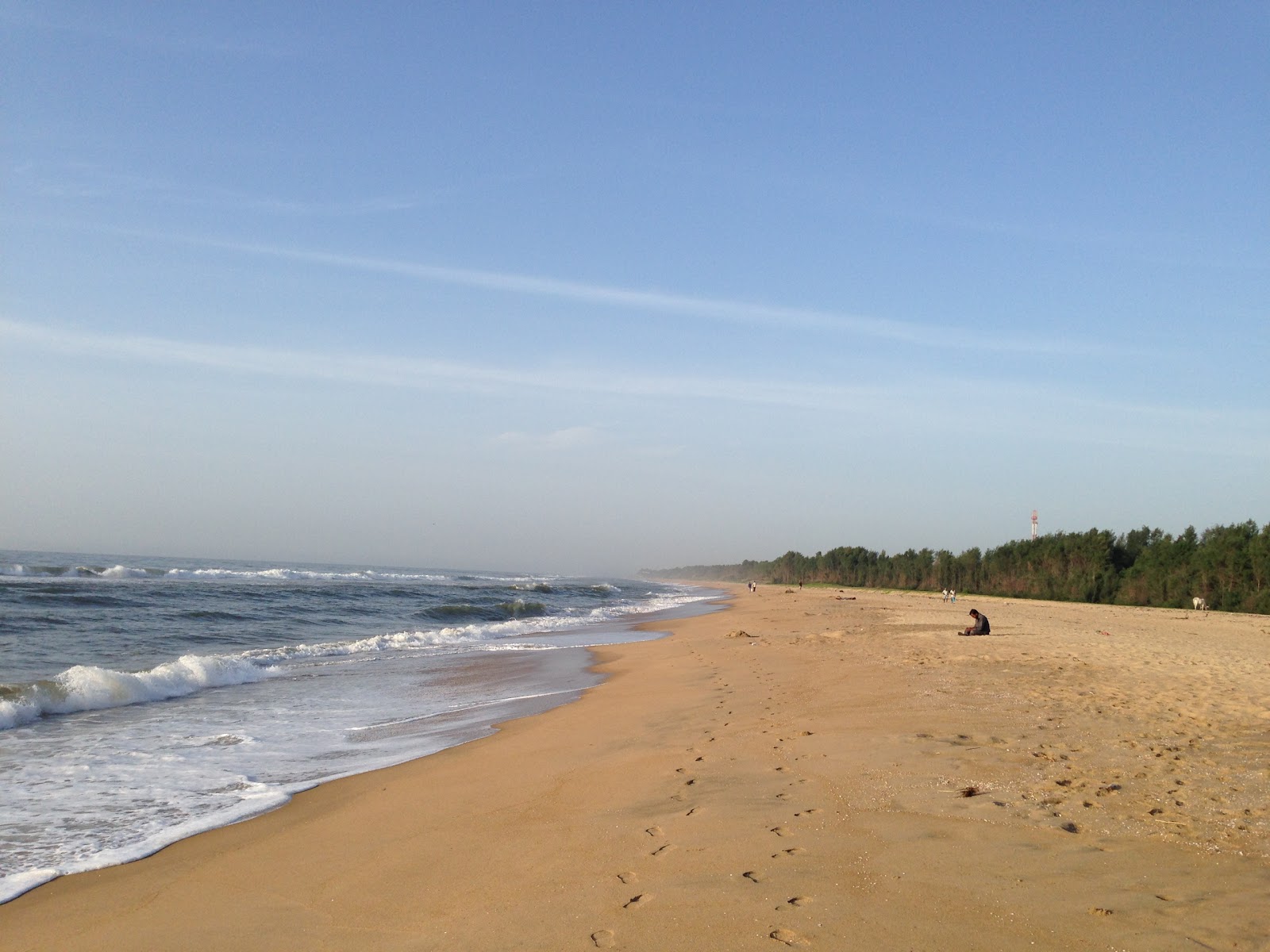 Valokuva Kalpakkam Beachista. pinnalla kirkas hiekka:n kanssa