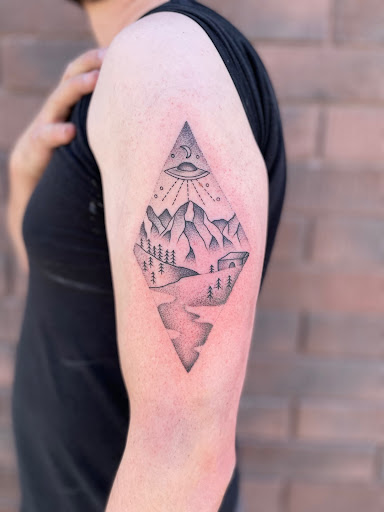 Explore full leg sleeve tattoo ideas, creative tattoo ideas in Peoria, available at Modern Ink Tattoo