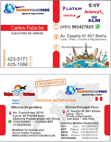 MUNDO VIAJES PERU - avenida españa 697, Breña (agencia de viajes) - Breña