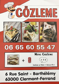 Menu / carte de gozleme Mister kebab à Clermont-Ferrand