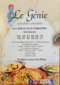 Le Génie Restaurant Marocain à Hayange menu